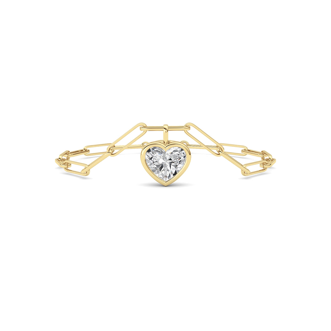 3CTW Heart Lab Grown Diamond (F/VS ) Bezel Set Bracelet in 14K Gold
