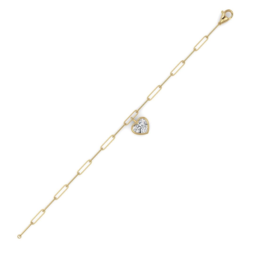 3CTW Heart Lab Grown Diamond (F/VS ) Bezel Set Bracelet in 14K Gold
