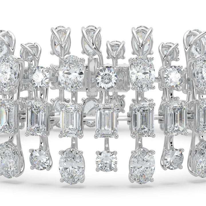 34.5CTW Mix Shaped Lab Grown Diamond (F/VS) Bracelet in 14K Gold