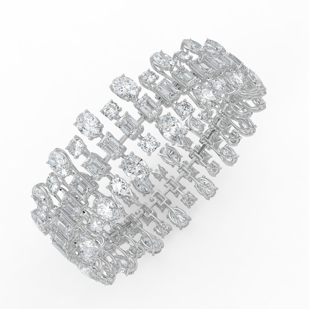 34.5CTW Mix Shaped Lab Grown Diamond (F/VS) Bracelet in 14K Gold