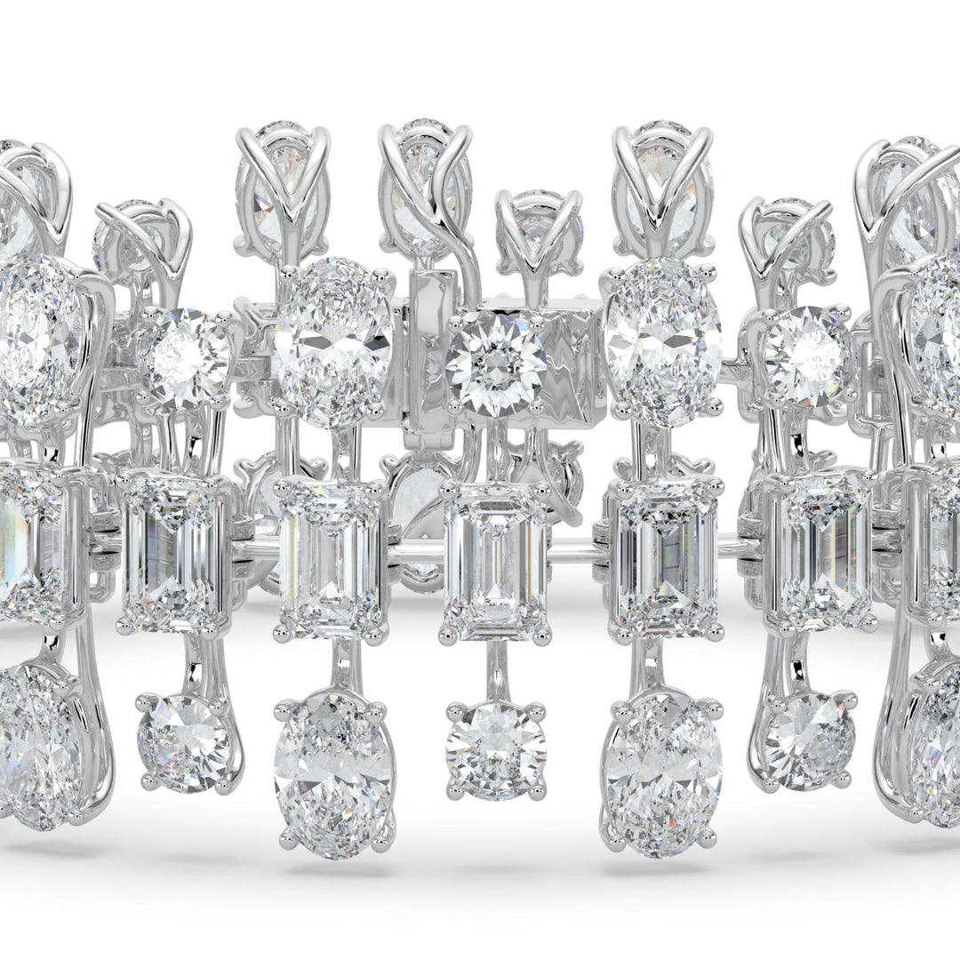 34.5CTW Mix Shaped Lab Grown Diamond (F/VS) Bracelet in 14K Gold