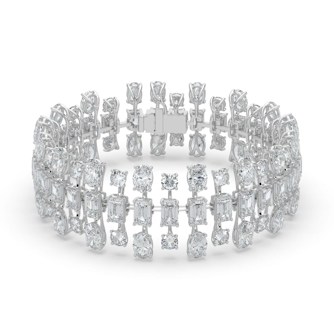 34.5CTW Mix Shaped Lab Grown Diamond (F/VS) Bracelet in 14K Gold