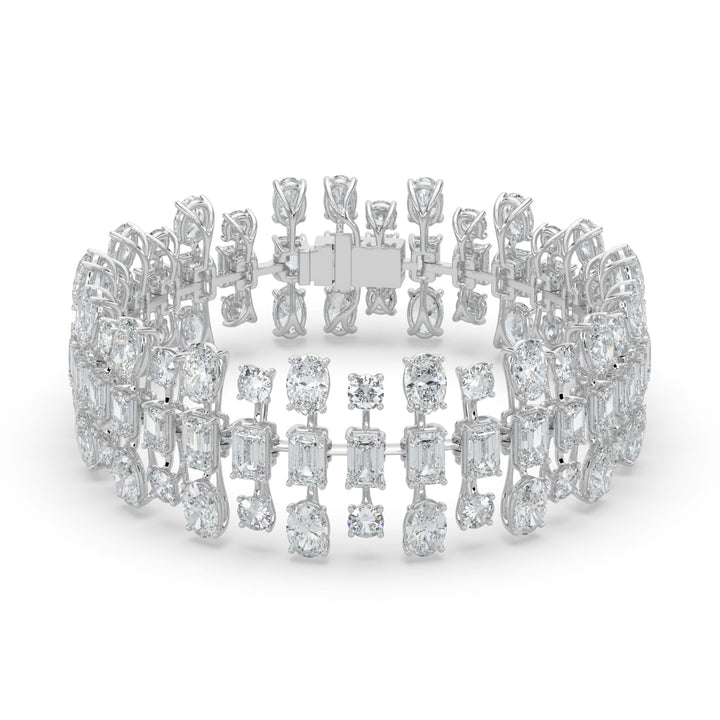 34.5CTW Mix Shaped Lab Grown Diamond (F/VS) Bracelet in 14K Gold