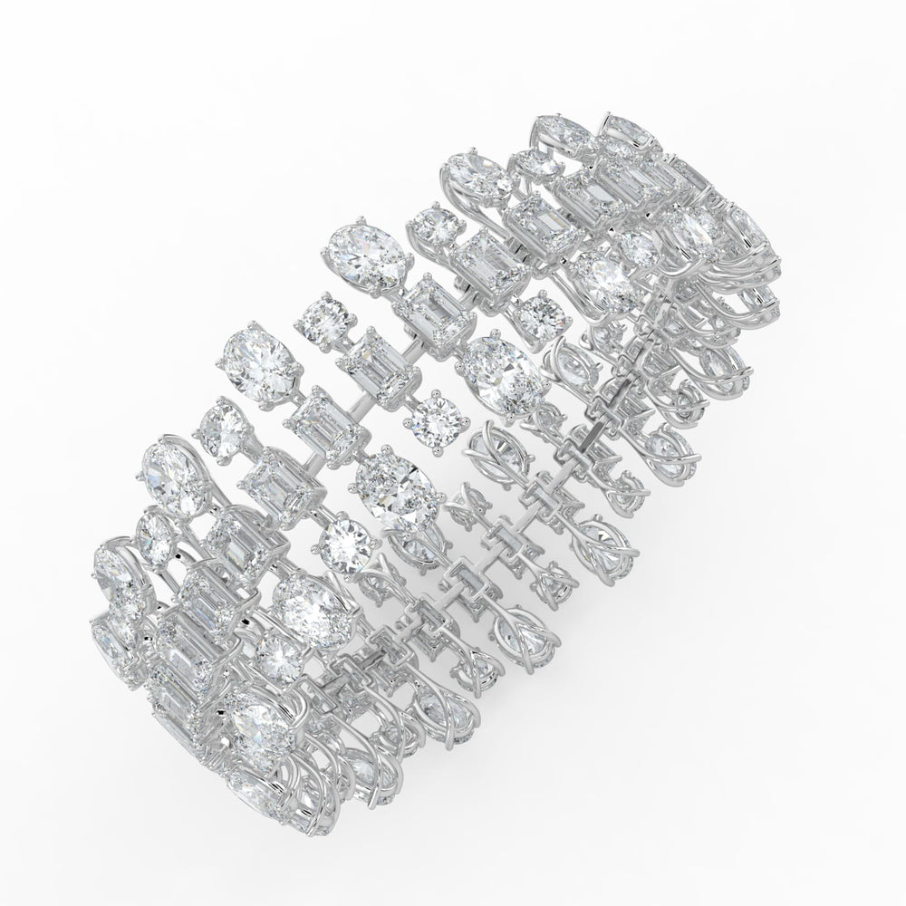 34.5CTW Mix Shaped Lab Grown Diamond (F/VS) Bracelet in 14K Gold