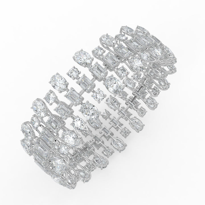 34.5CTW Mix Shaped Lab Grown Diamond (F/VS) Bracelet in 14K Gold