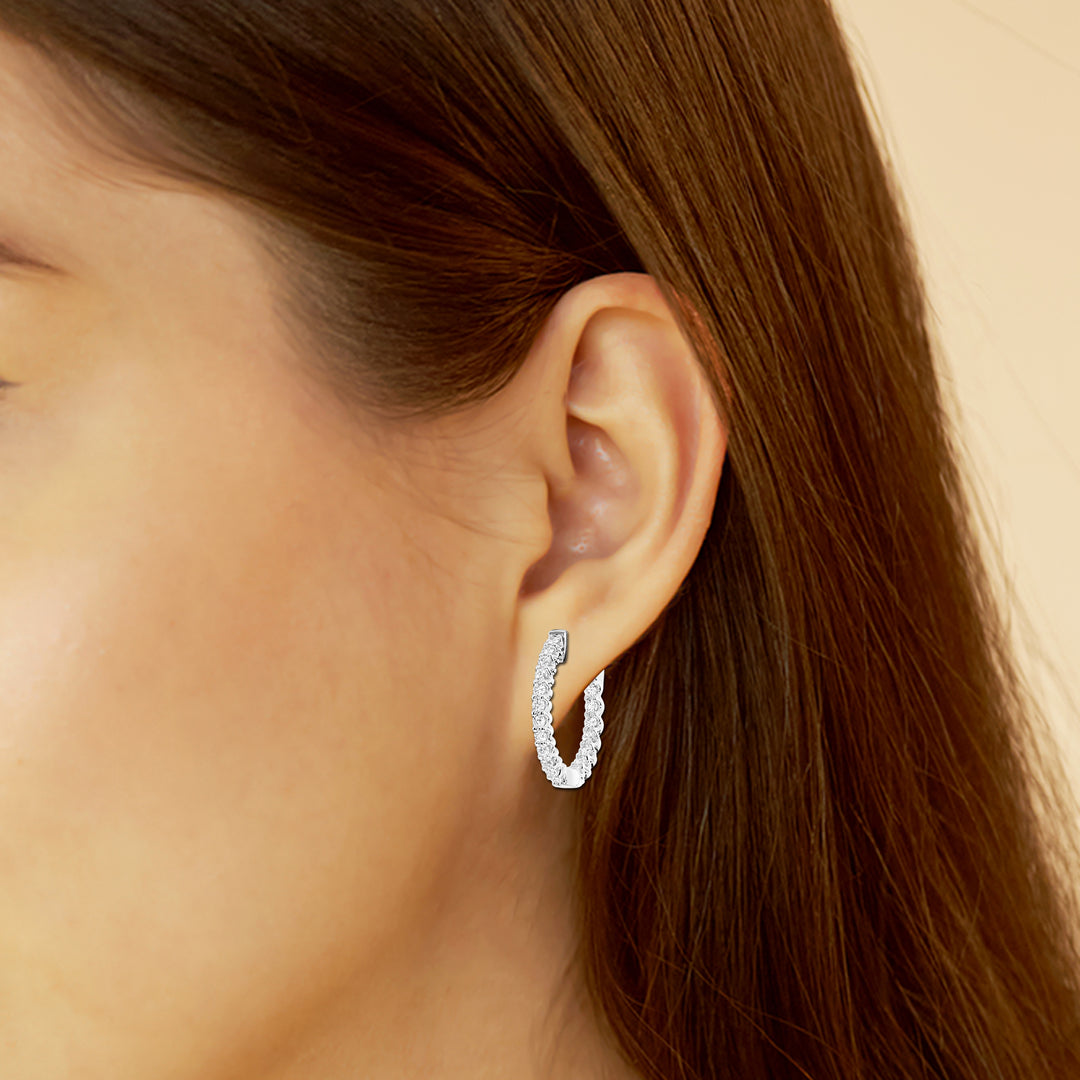 14K White Gold Lab Diamond Hoop Earrings (3.5 ctw)