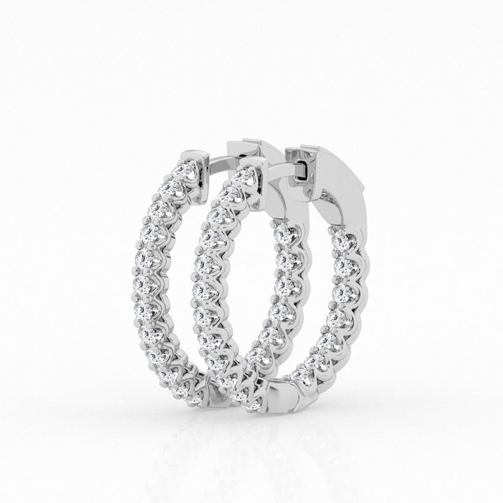 14K White Gold Lab Diamond Hoop Earrings (1.00 cttw)