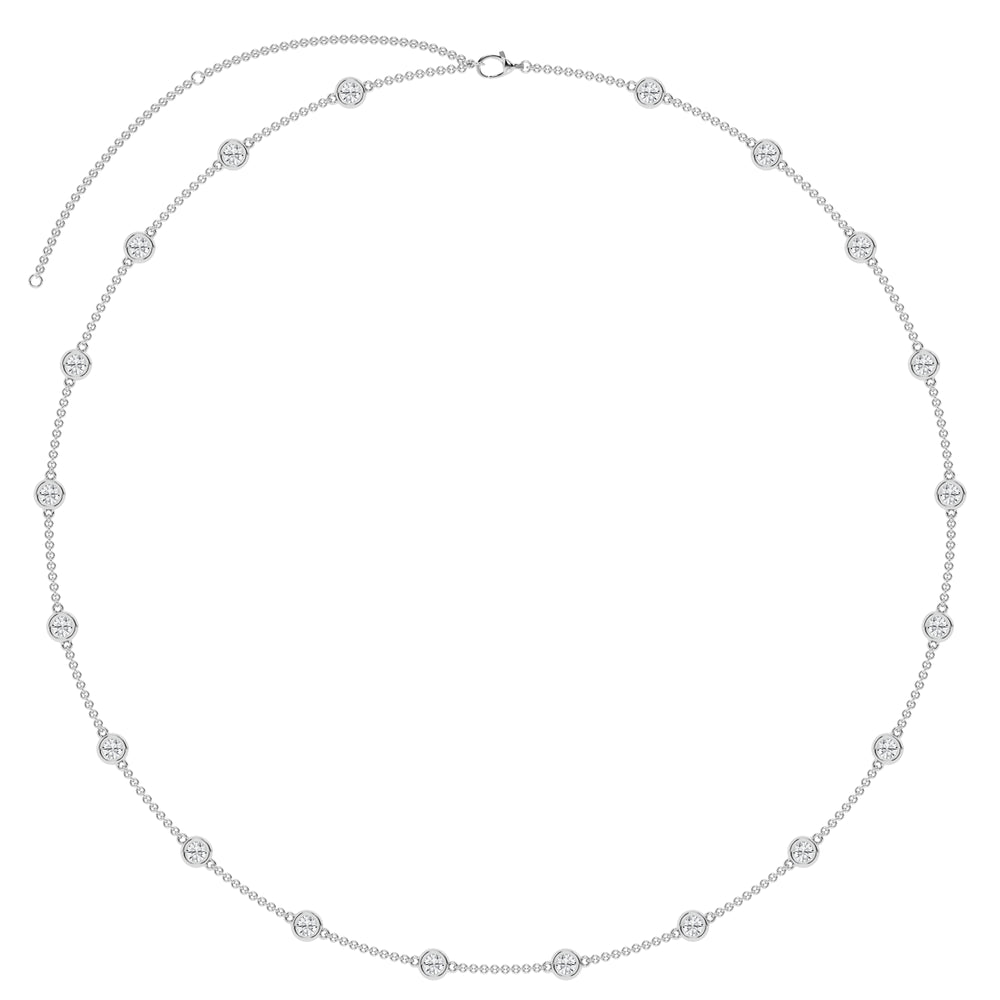 14K Yellow Gold Lab Diamond Stationed Necklace