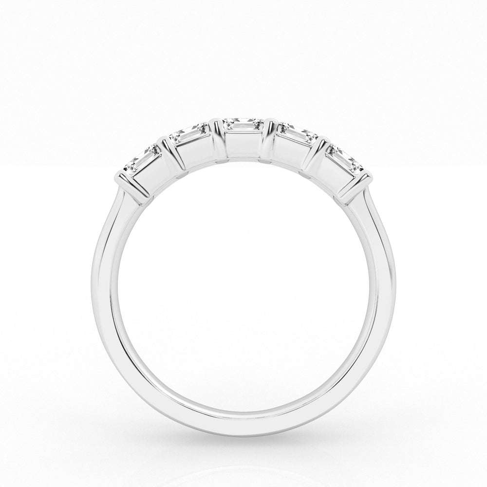 14K White Gold Emerald Cut Lab Diamond 5-Stone Ring