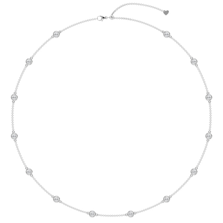 14K White Gold Lab Diamond Station Necklace - 2ctw