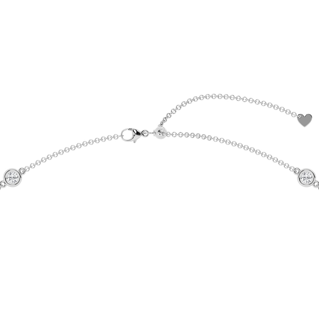 14K White Gold Lab Diamond Station Necklace - 2ctw