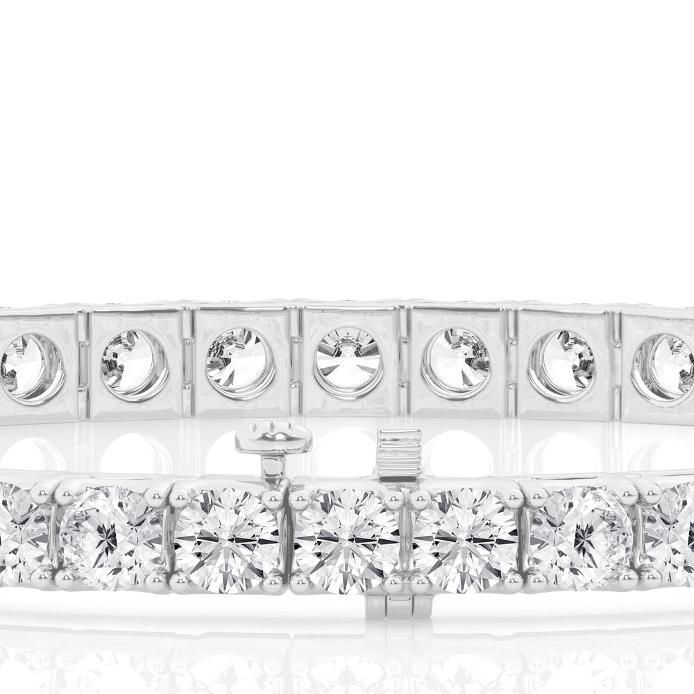14K White Gold Lab Diamond Round Tennis Bracelet