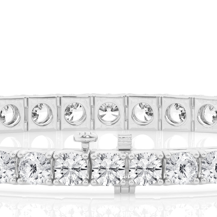 14K White Gold Lab Diamond Round Tennis Bracelet