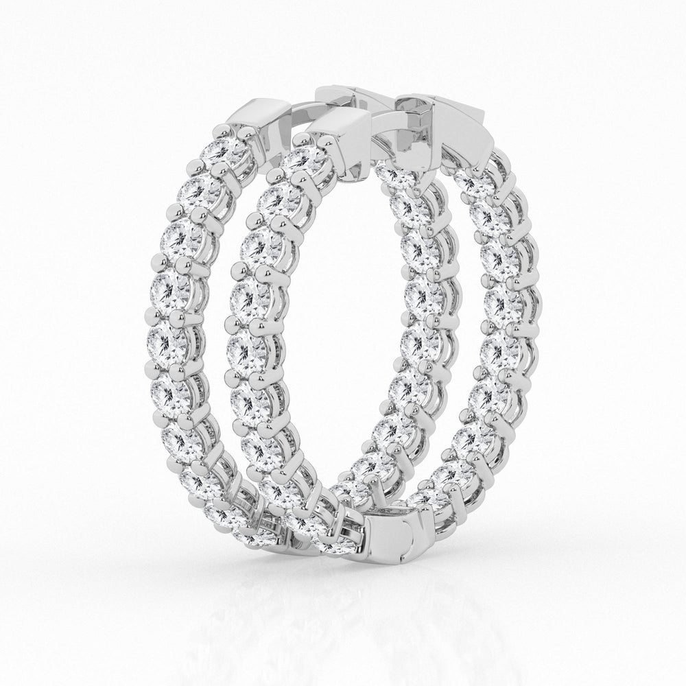 14K White Gold Lab Diamond Hoop Earrings (3.00 ctw)