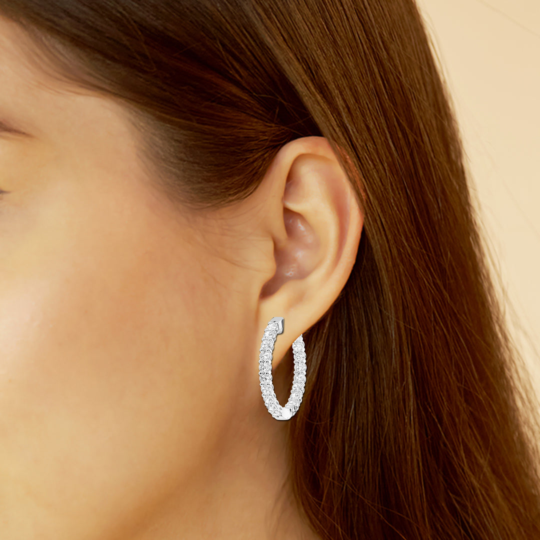 14K White Gold Lab Diamond Hoop Earrings (3.00 ctw)