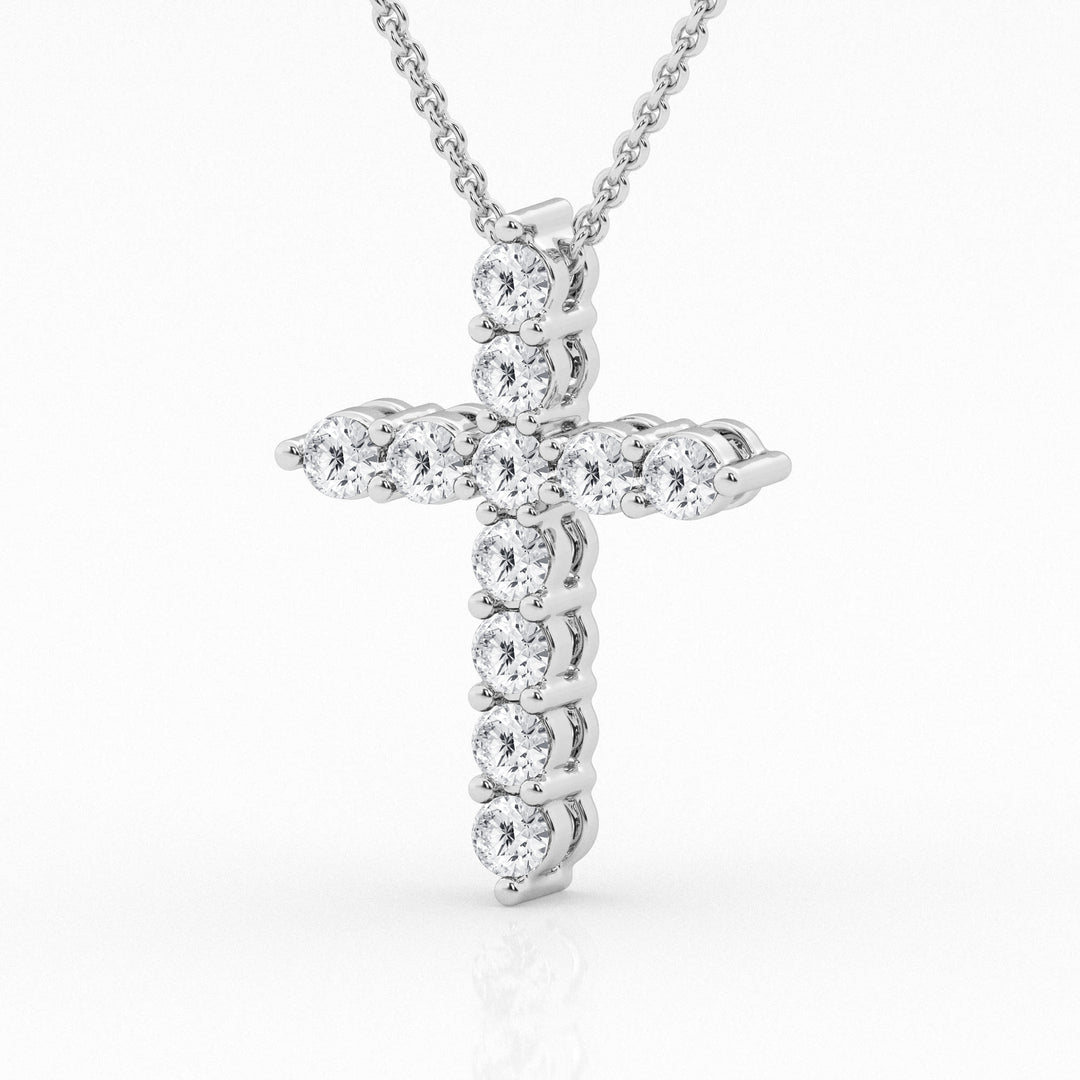14K White Gold Lab Diamond Cross Pendant (2.00 ctw)