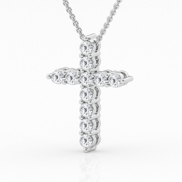 14K White Gold Lab Diamond Cross Pendant (2.00 ctw)