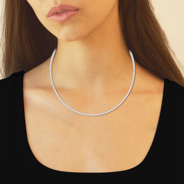 15 CT Lab Diamond Tennis Necklace in 14K White Gold