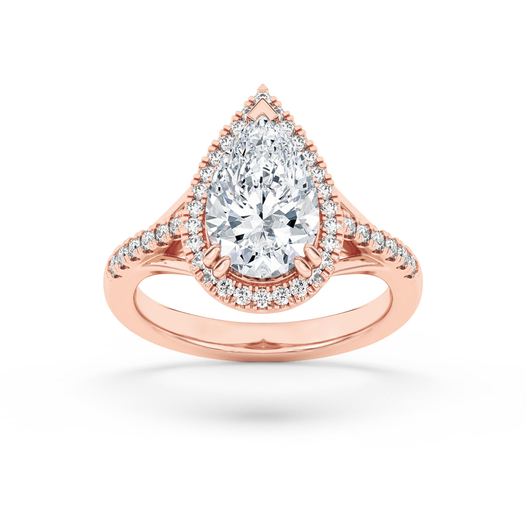 14K Rose Gold 3.1ctw Pear Lab Diamond Ring Sz 7