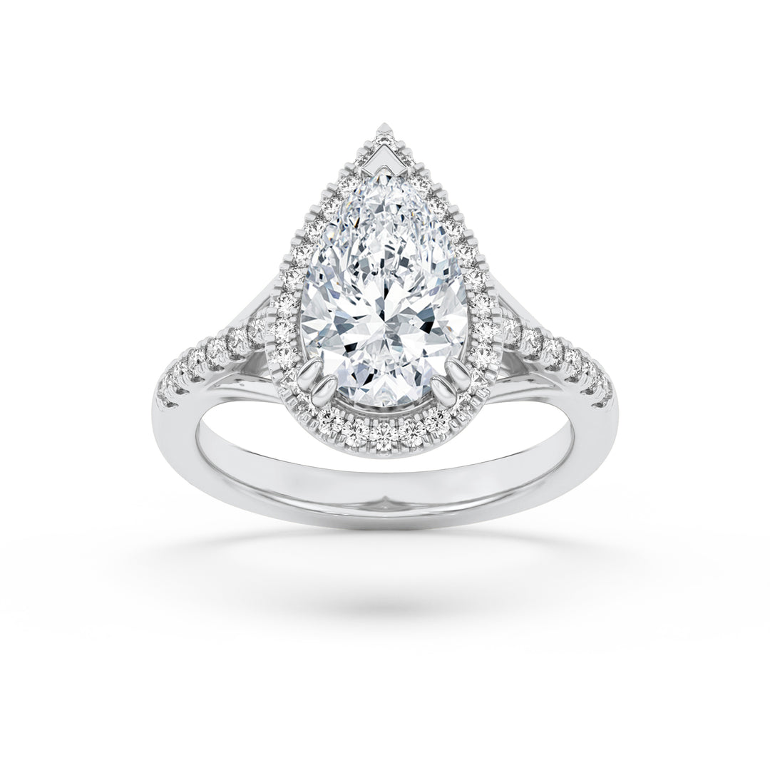14K White Gold 3ctw Pear Lab Diamond Ring Sz 7