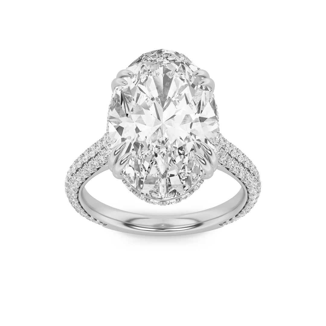 14K White Gold 6.9ctw Oval Lab Diamond Ring