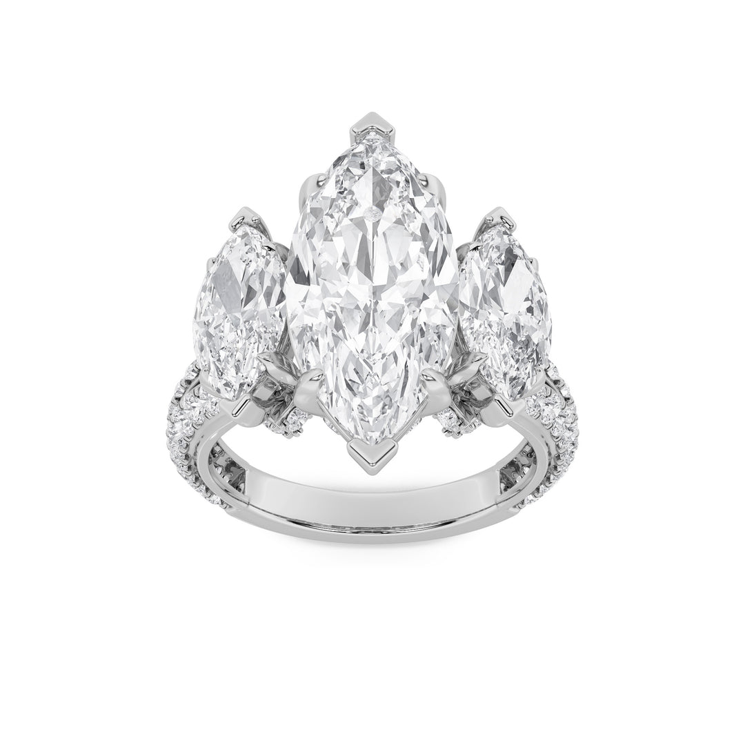 14K White Gold 7.9ctw Lab Diamond Ring, F Color