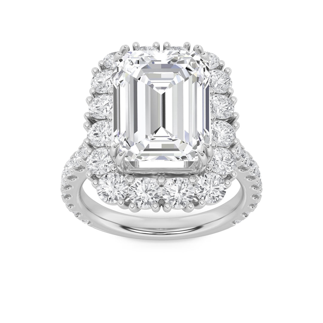 Precision 14K White Gold 7.3ctw Emerald Lab Diamond Ring