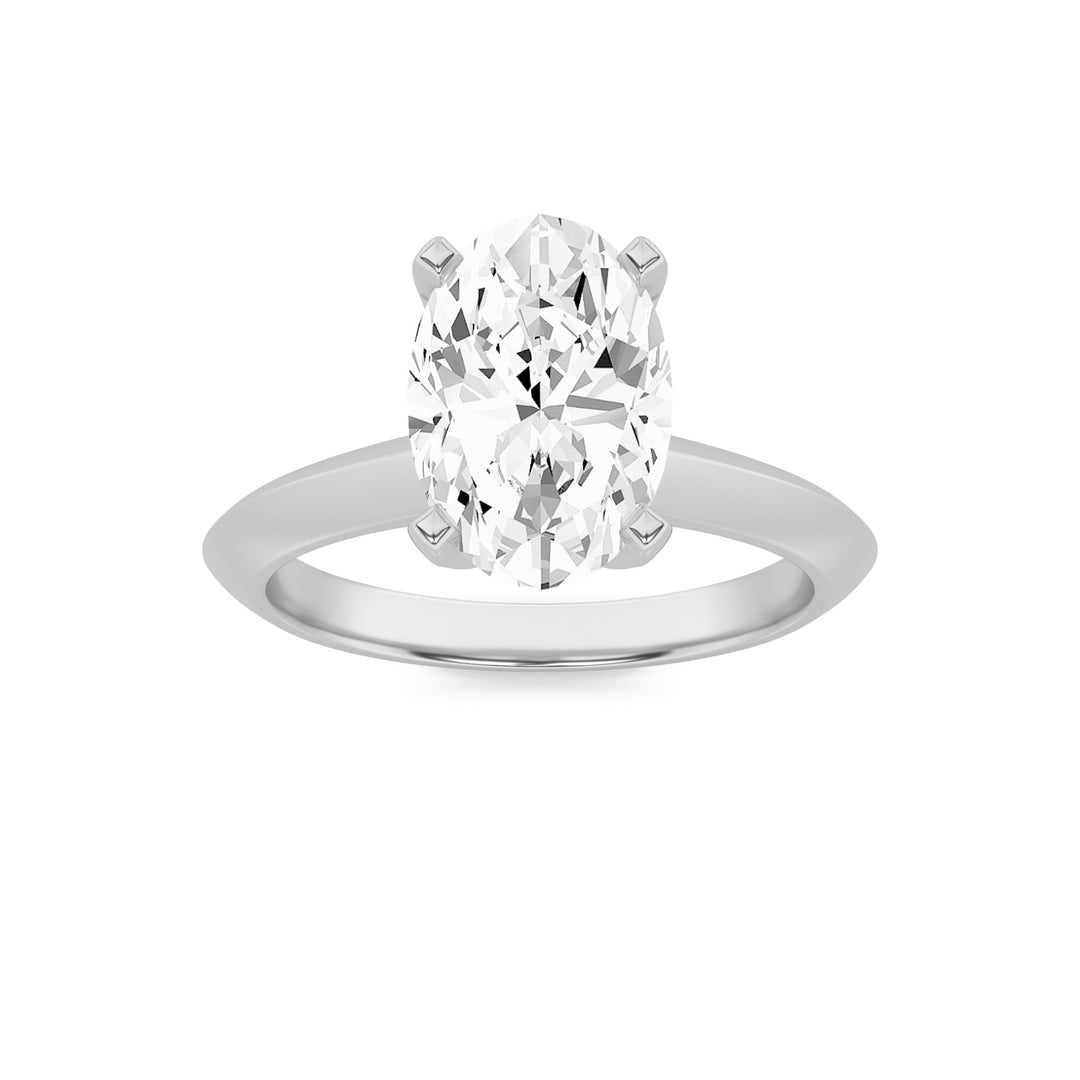 14K White Gold 3ct Oval Lab Diamond Ring Sz 7