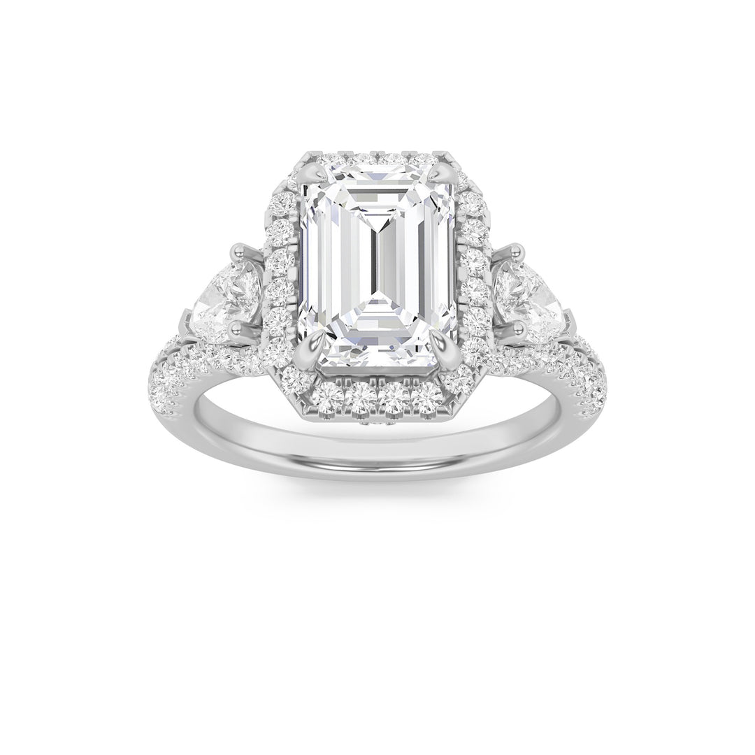 14K White Gold 3ctw Emerald Lab Diamond Ring Sz 7
