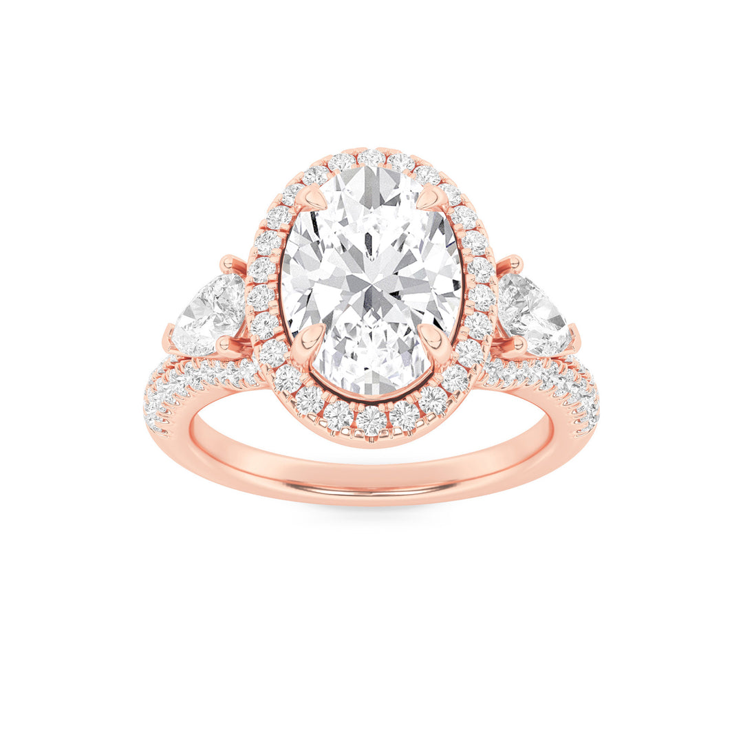 14K Rose Gold 3ctw Oval Lab Diamond Ring Sz 7