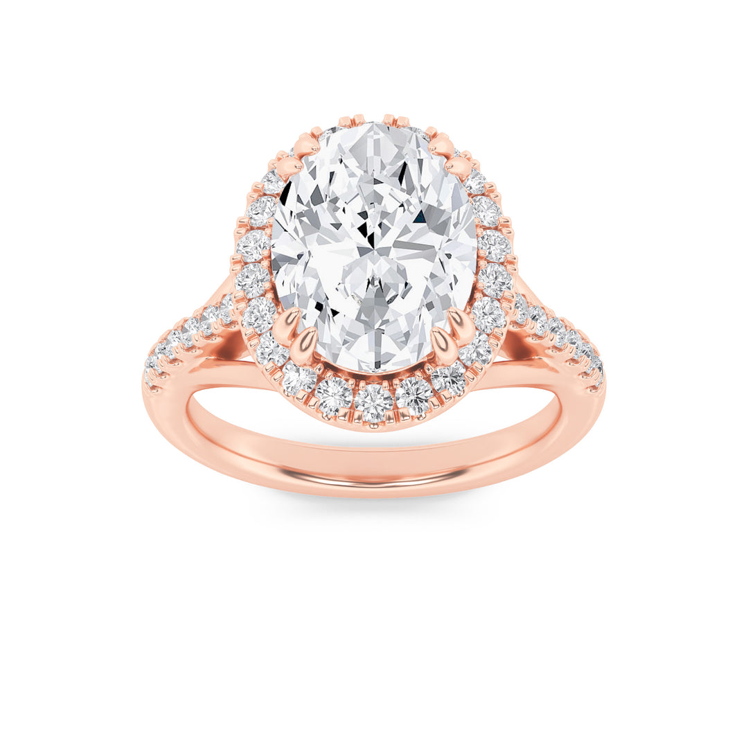 14K Rose Gold 3.1ctw Oval Lab Diamond Ring Sz 7