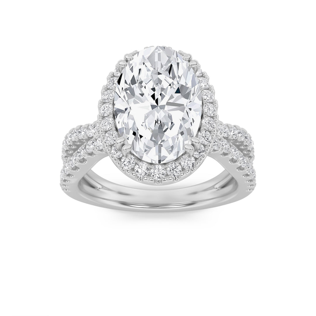 14K White Gold 5ctw Oval Lab Diamond Ring Sz 7