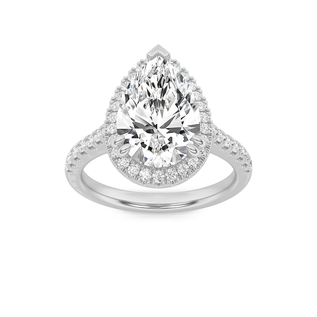 14K White Gold 3ct Lab Diamond Pear Ring Sz7