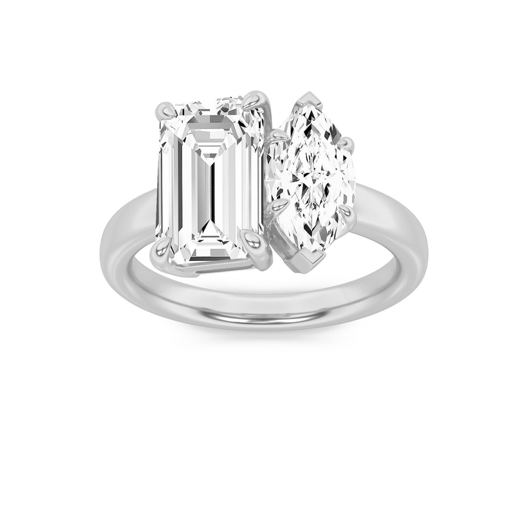 14K White Gold 3ct Lab Diamond Ring Radiant Pear Cut
