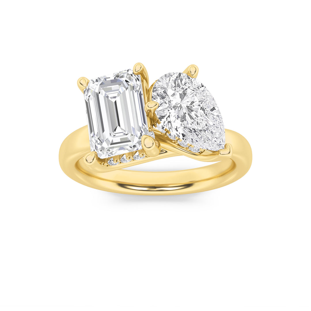 14K Yellow Gold 3.1ctw Emerald Pear Lab Diamond Ring