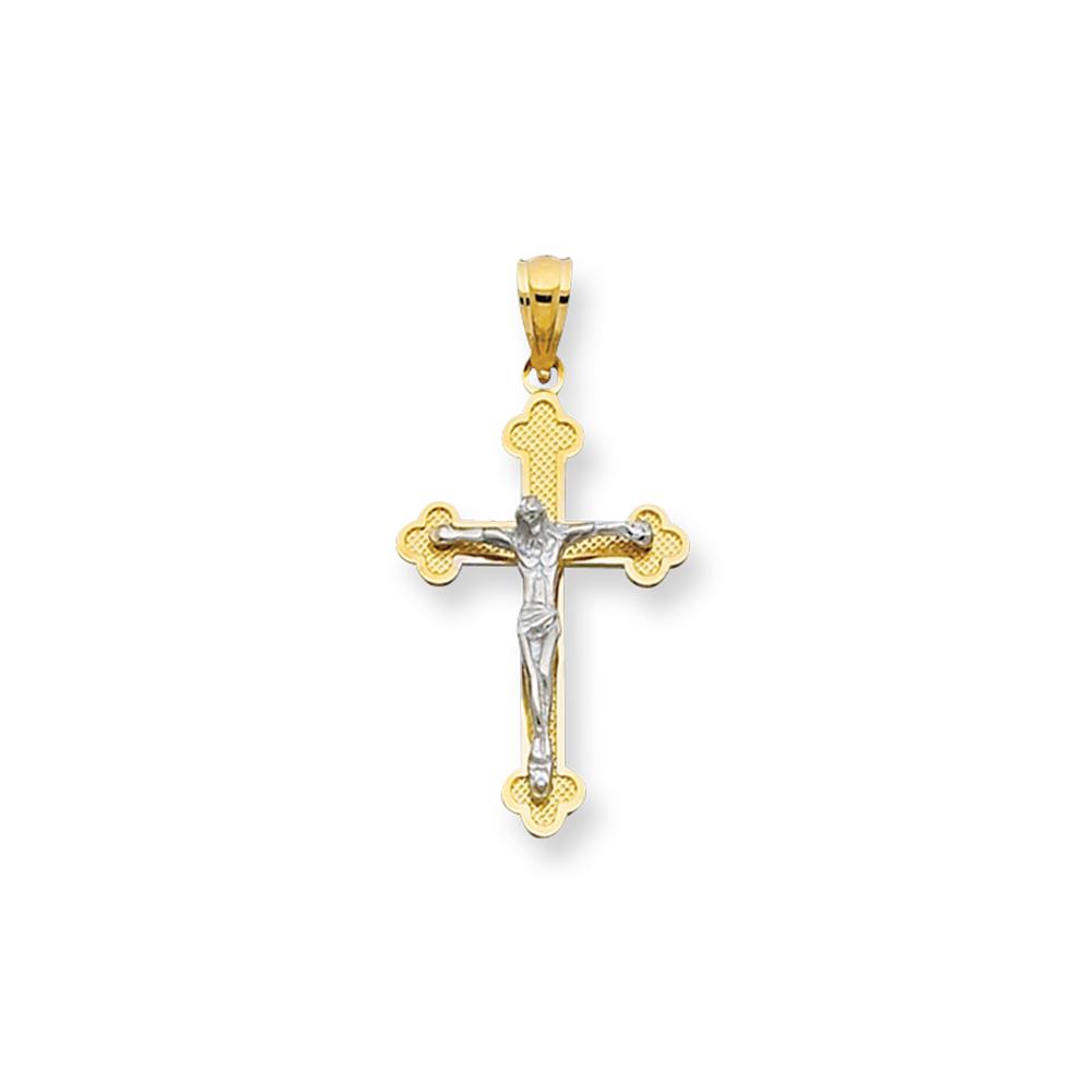 14K Gold Small Scalloped Edge Crucifix Cross