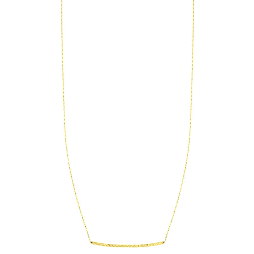 14K Gold Diamond Cut Thin Bar Necklace