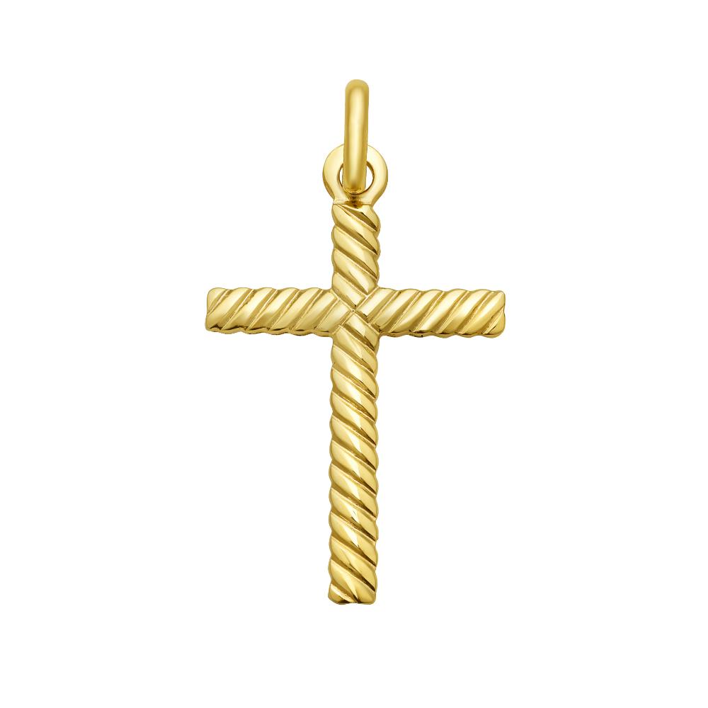 14K Cable Cross Pendant