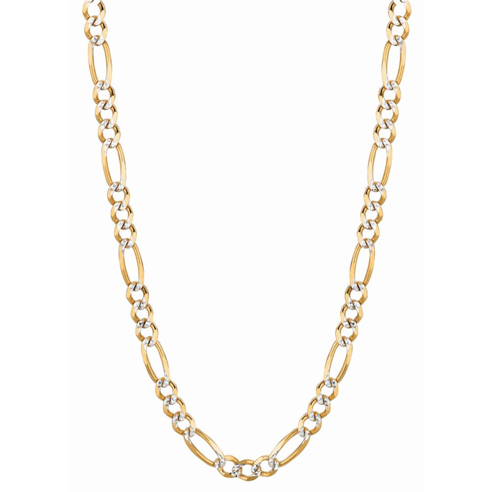 14K Gold 5.8mm White Pave Figaro Chain