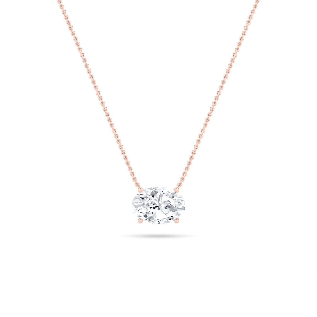 14K Rose Gold 2ct Lab Diamond Oval Pendant