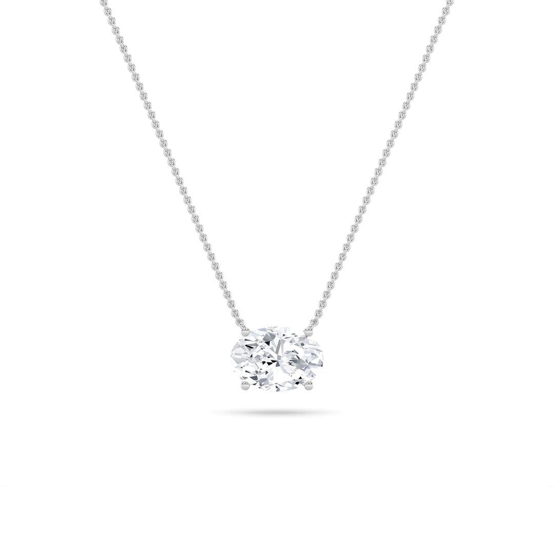 14K White Gold 2ctw Oval Lab Diamond Pendant