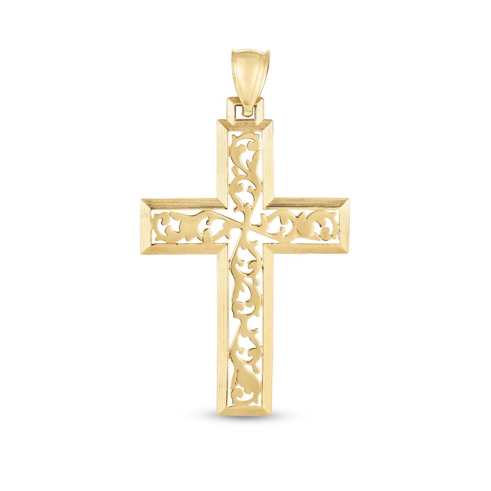 14K Gold Vine Cross Pendant