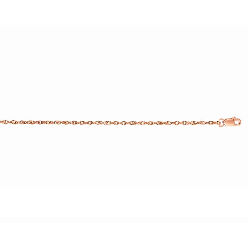 14K Gold 1.0mm Machine Rope Chain (Carded)