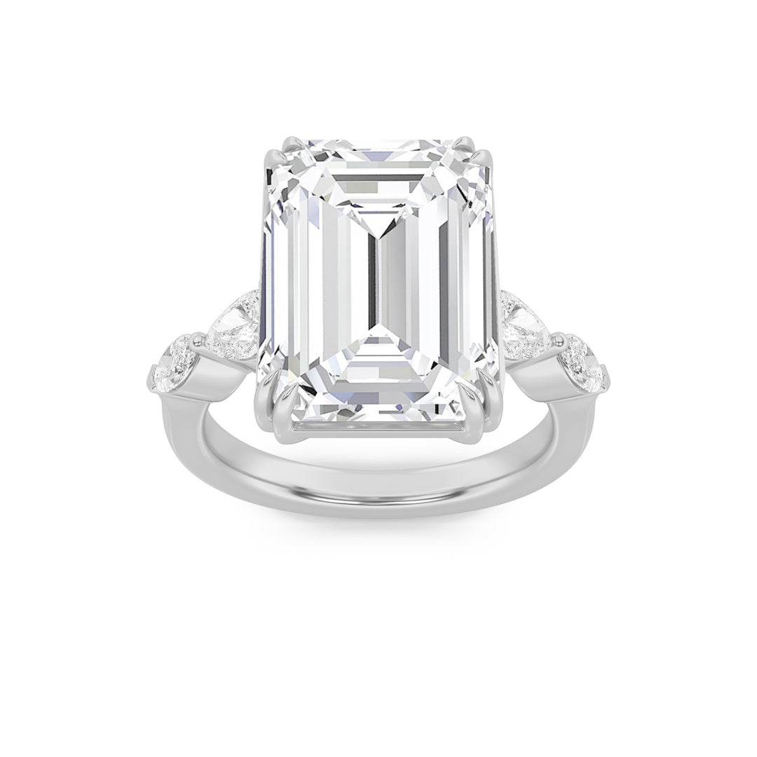 14K White Gold 7.3ctw Emerald Lab Diamond Ring Sz 7