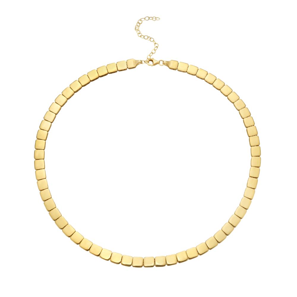 14K Gold Cube Link Necklace