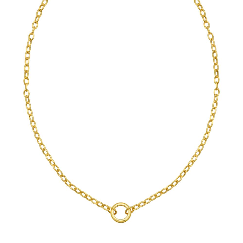 14K Push Lock Charm Necklace