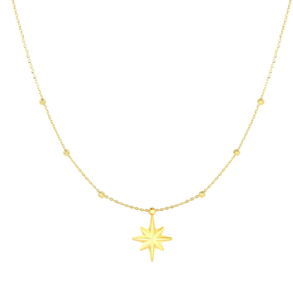14K Gold Polished North Star Necklace