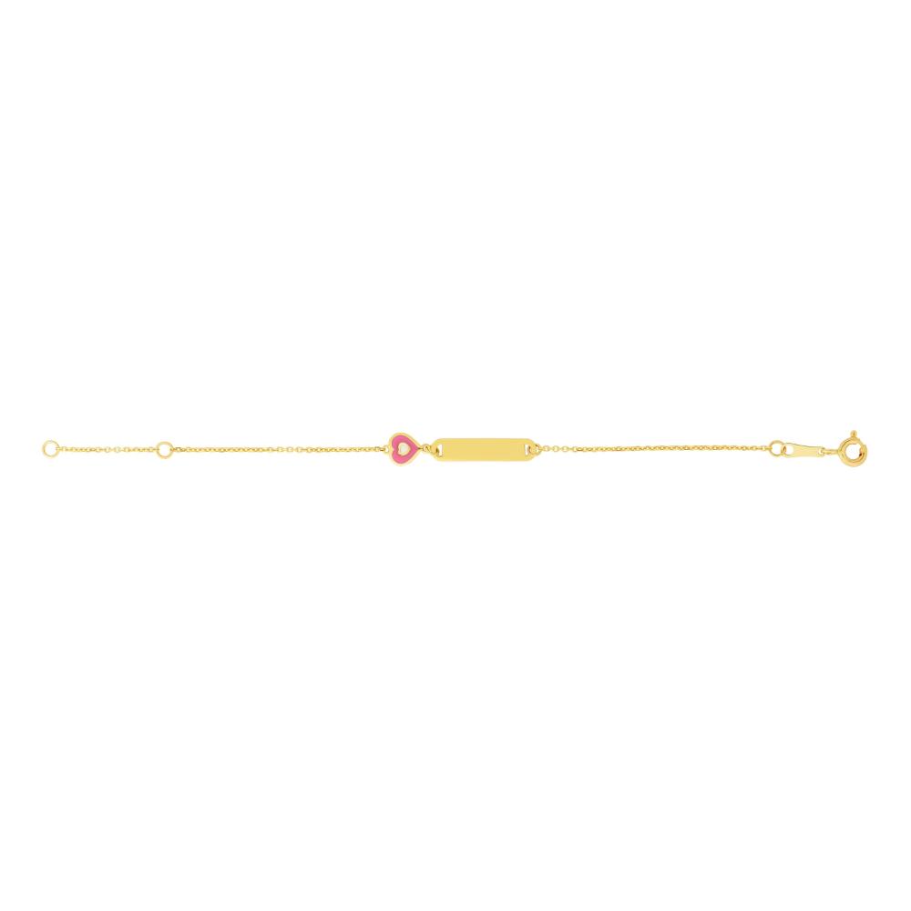 14K Gold Heart ID Bracelet