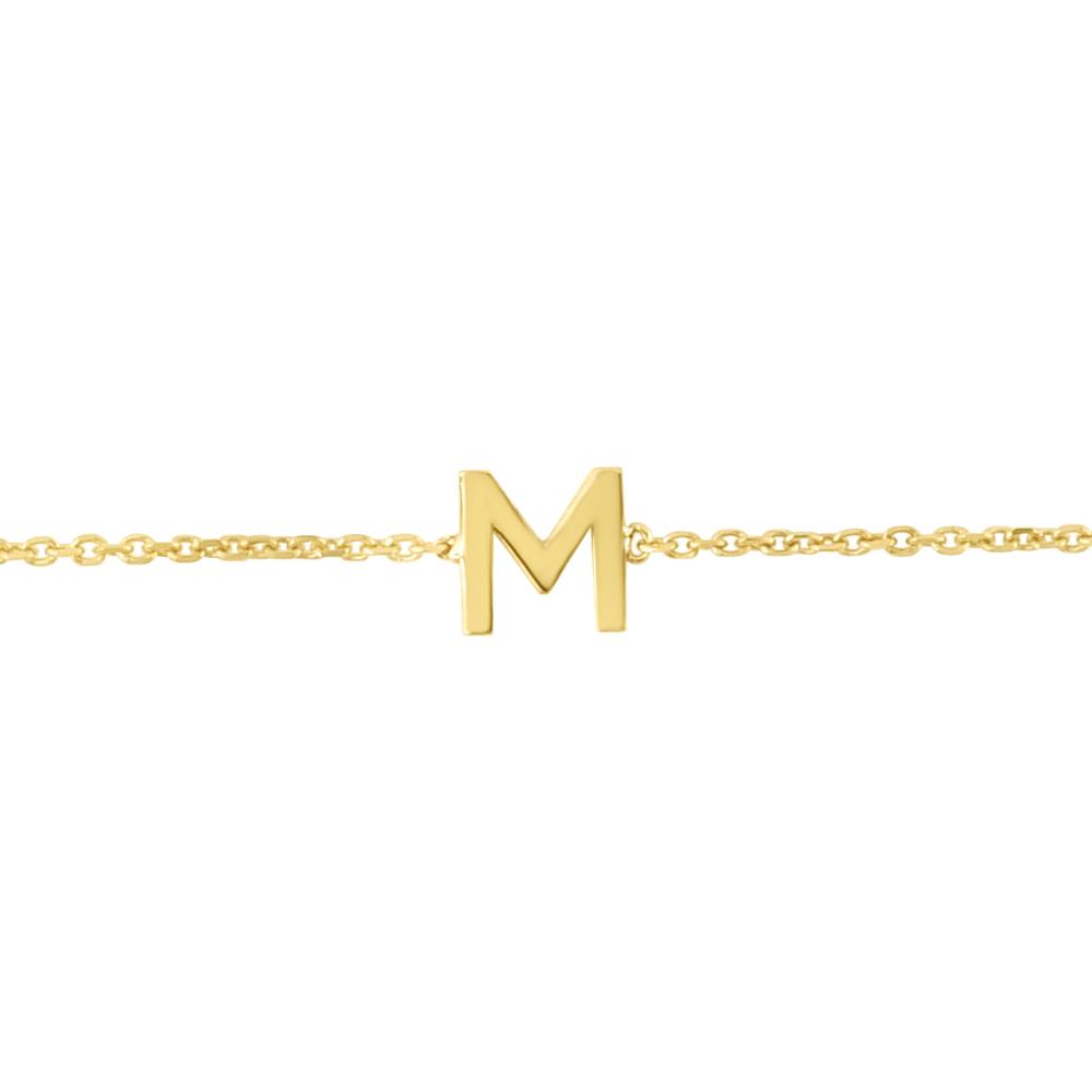 14K Mini Initial M Bracelet
