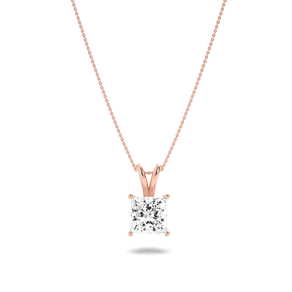 14K Rose Gold 1ctw Lab Diamond Pendant Necklace